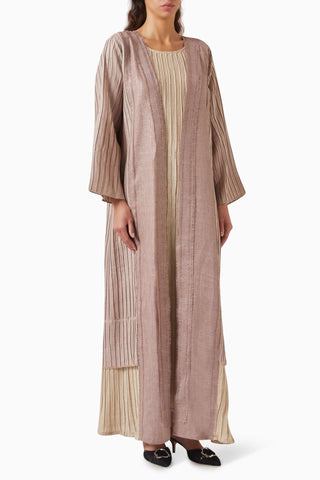 Üç Parçalı Şifon Abaya Seti Şık Plise Tasarım Rahat Drape ile Farklı Stil Seçenekleri
