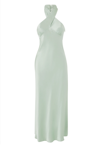 Child Novie Halter Yaka Midi Elbise, Slim Fit, Hafif Viskon Kumaş