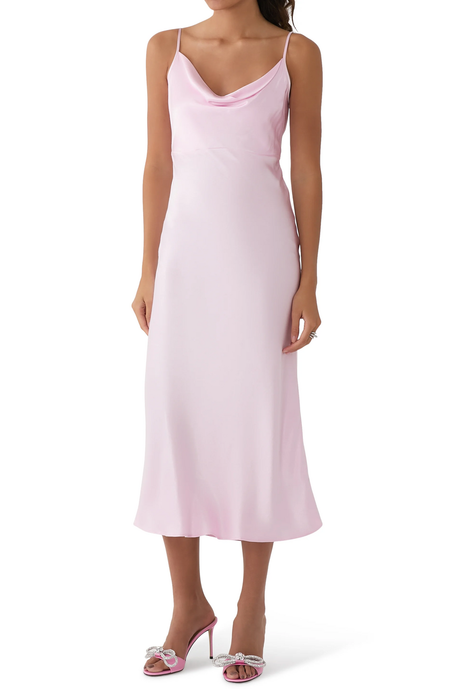 Trixie Desenli Midi Elbise, Slim Fit, Hafif Kumaşlı