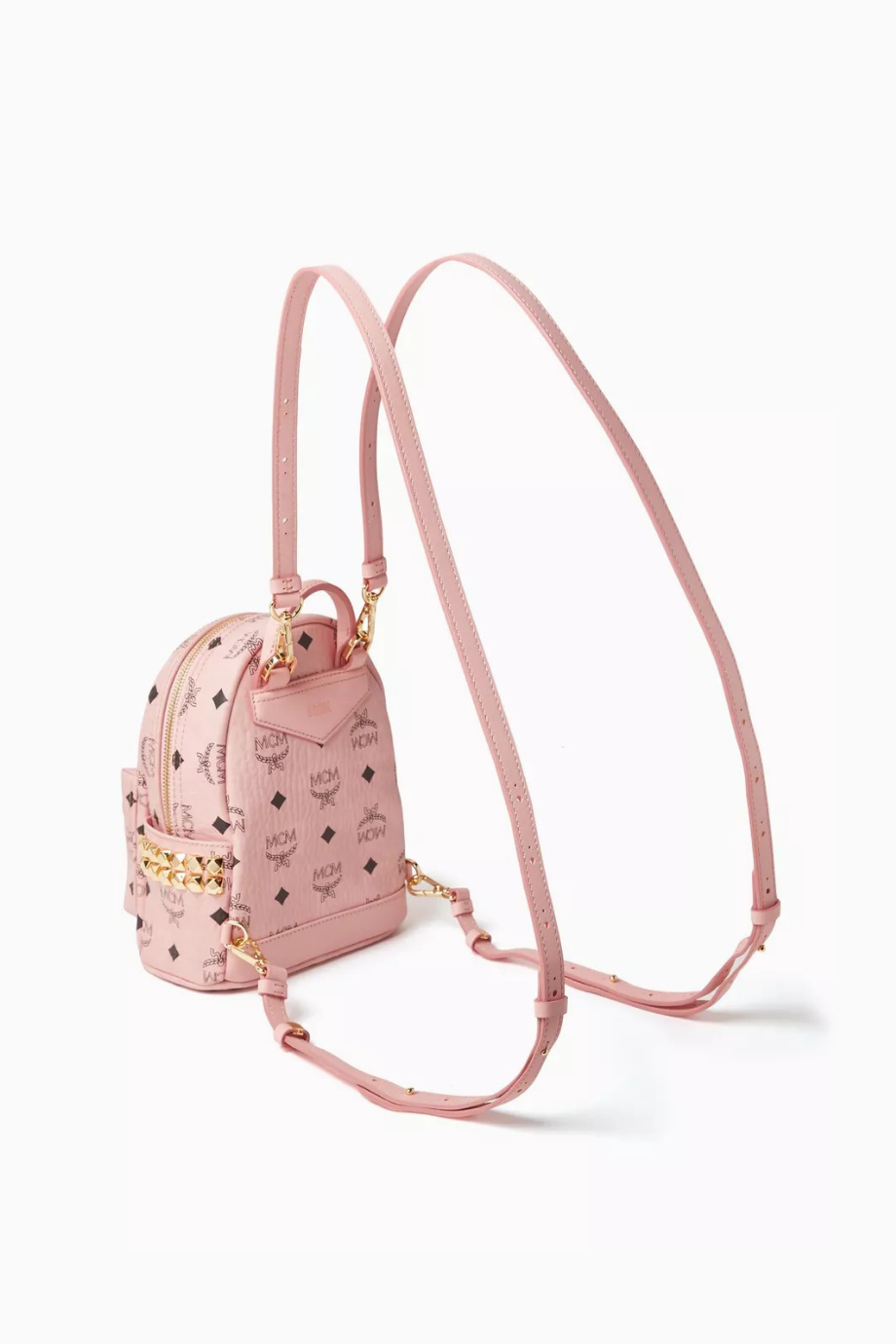 Mini Aren Pudra Pembe Visetos Altın Zincir Detaylı Sırt Çantası