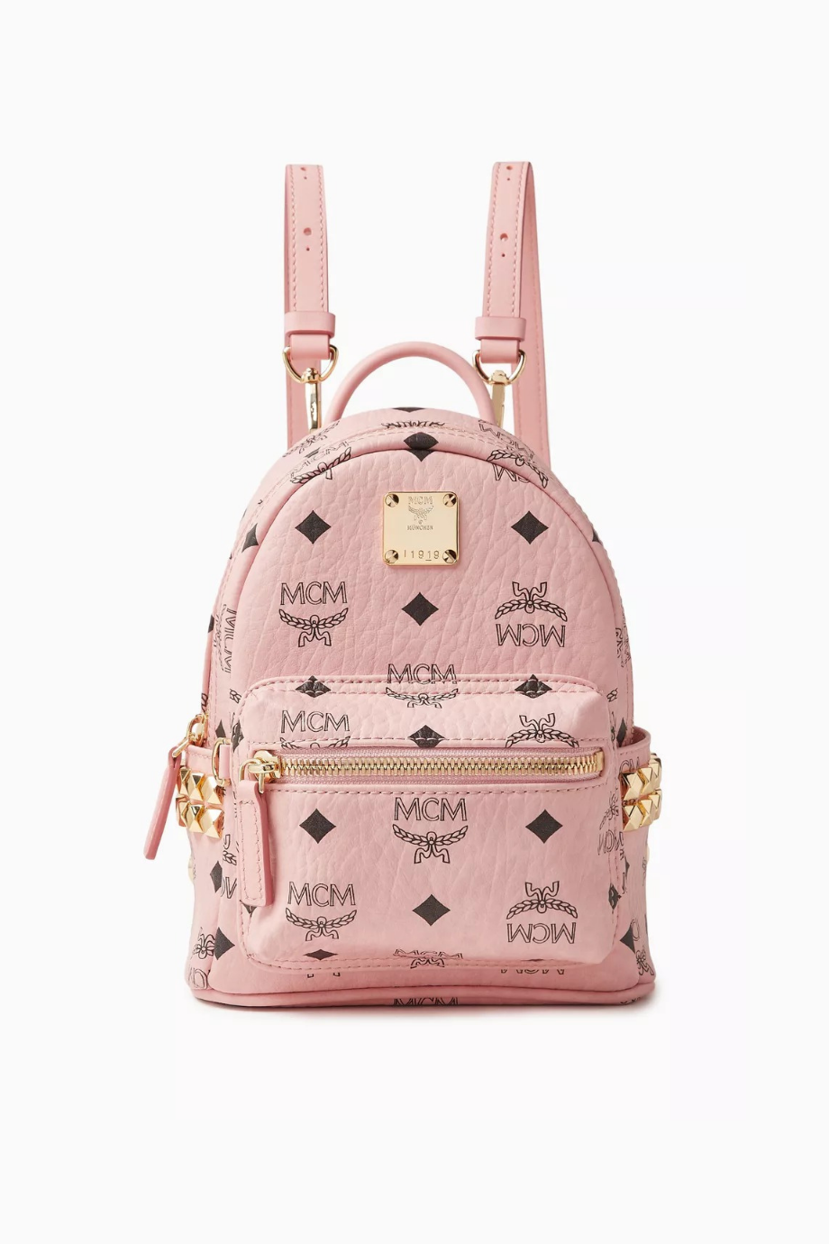 Mini Aren Pudra Pembe Visetos Altın Zincir Detaylı Sırt Çantası