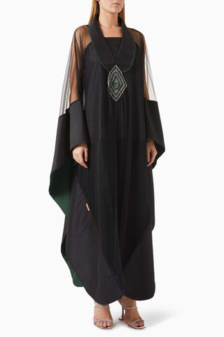 Organza Abaya Taş Süslemeli Şık Tasarım Pratik Ön Kapama ile Rahat Kullanım