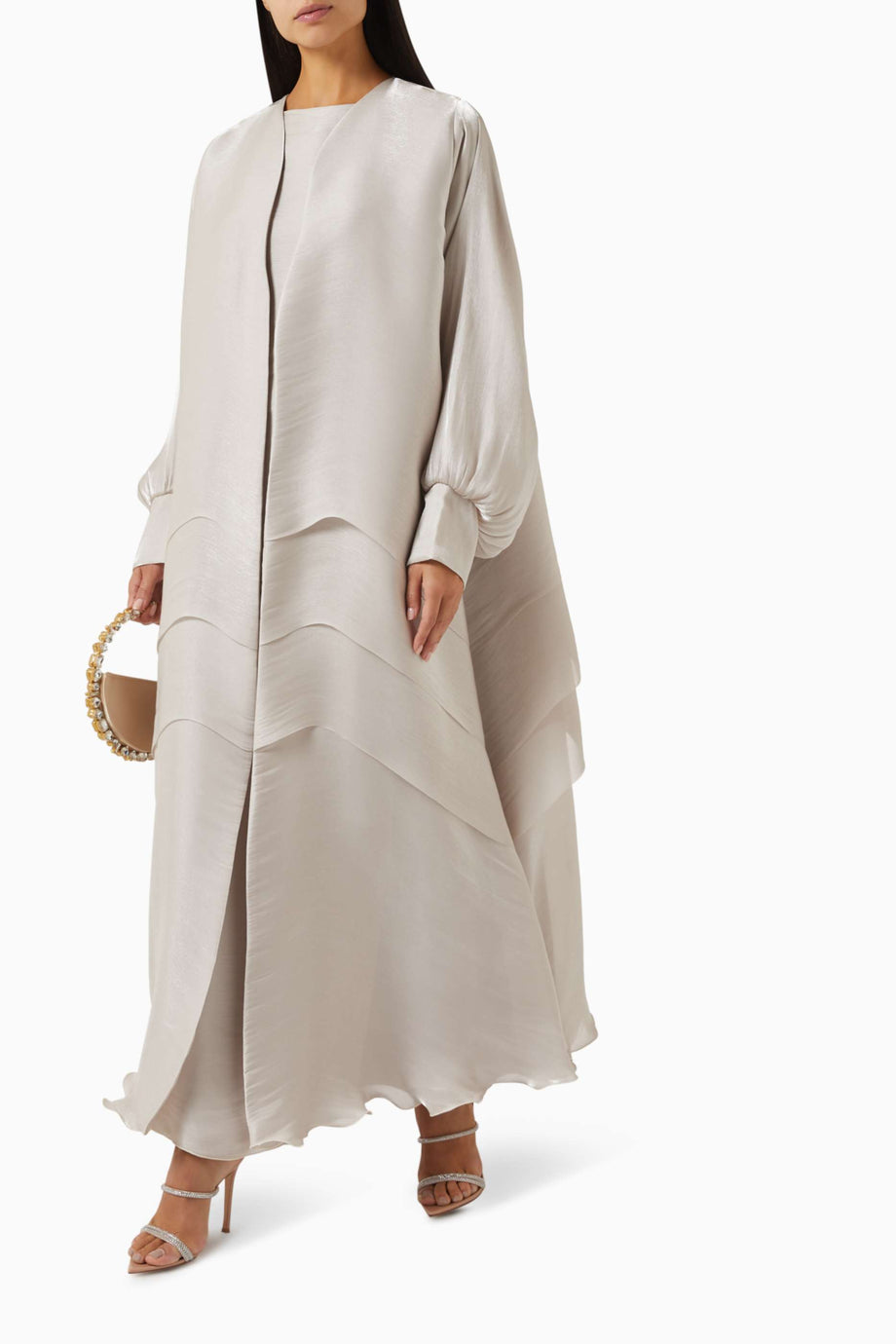 Şık 3 Parça Abaya Seti Saten Organza ile Modern ve Zarif Günler için Ideal Seçim