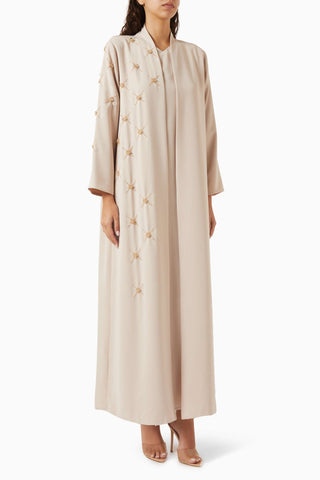 Krepe Kumaşlı Boncuk Detaylı Abaya Modern Kadınlar İçin Konforlu Şıklık