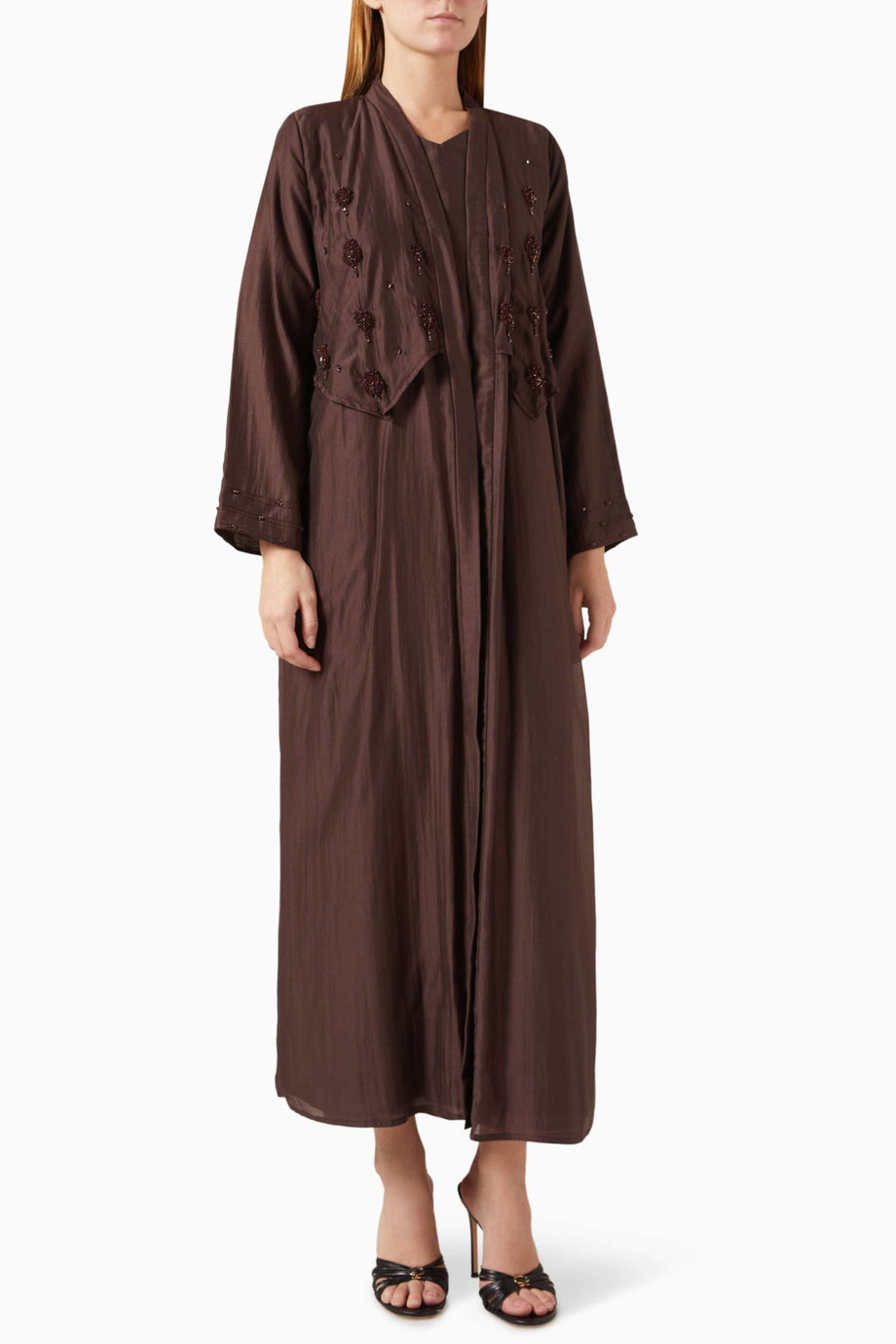 Şık ve Hafif Tencel Voile Abaya Bead Süslemeli Uzun Kollu Moda Ürünü