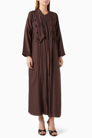 Şık ve Hafif Tencel Voile Abaya Bead Süslemeli Uzun Kollu Moda Ürünü