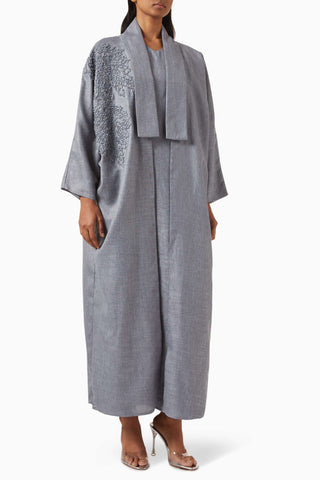 Kullanışlı Oversized Nakışlı Abaya Seti Vücuda Uygun Rahat Şıklık için Ideal