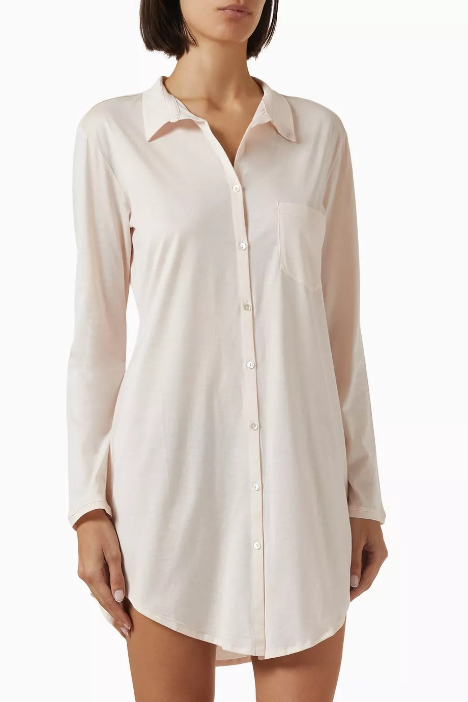 Pamuklu Boyfriend Gecelik Açık Pembe Zarif Tasarım