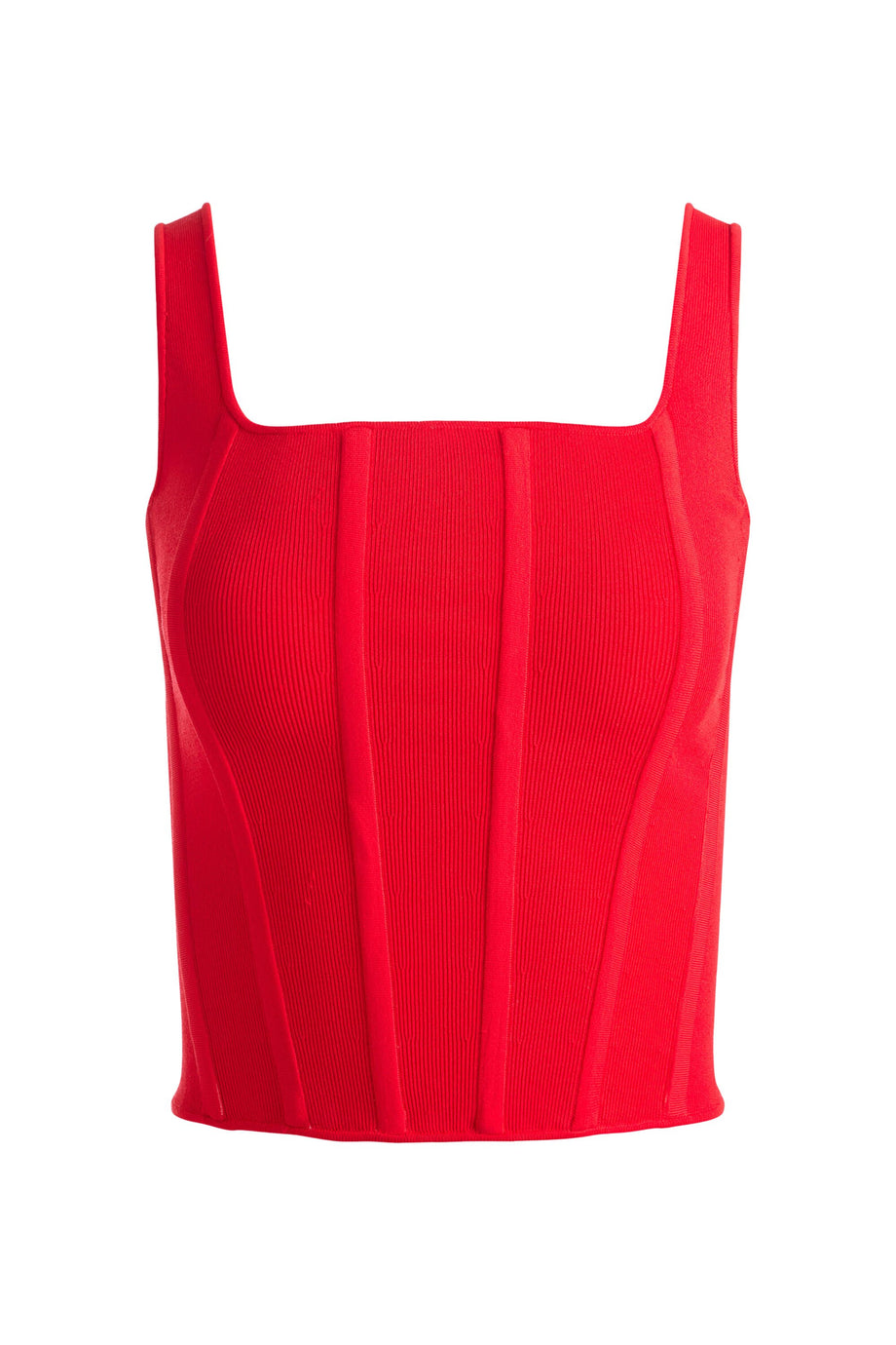 Sariah Korse Tank Top, Parlak Yakut Rengi, Şekillendirici ve Şık Kolsuz Bluz