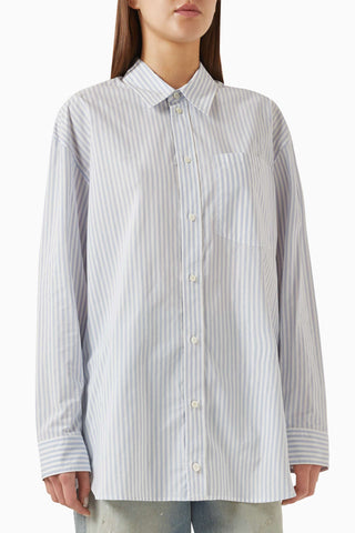 Açık Mavi Çizgili Gömlek