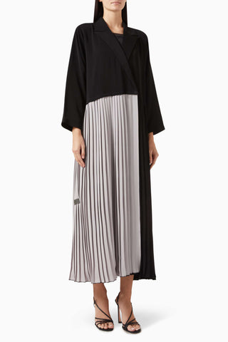 İki Renkli Plise Detaylı Abiye Kaftan Modern Tasarım ile Şıklığı Yakalayın