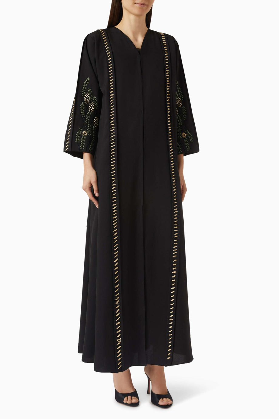 Şık Nakışlı Lina Abaya Rahat Kesim ile Tamamlayıcı Sheila ile Beraber
