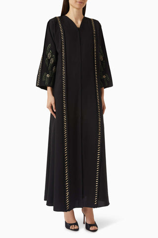 Şık Nakışlı Lina Abaya Rahat Kesim ile Tamamlayıcı Sheila ile Beraber