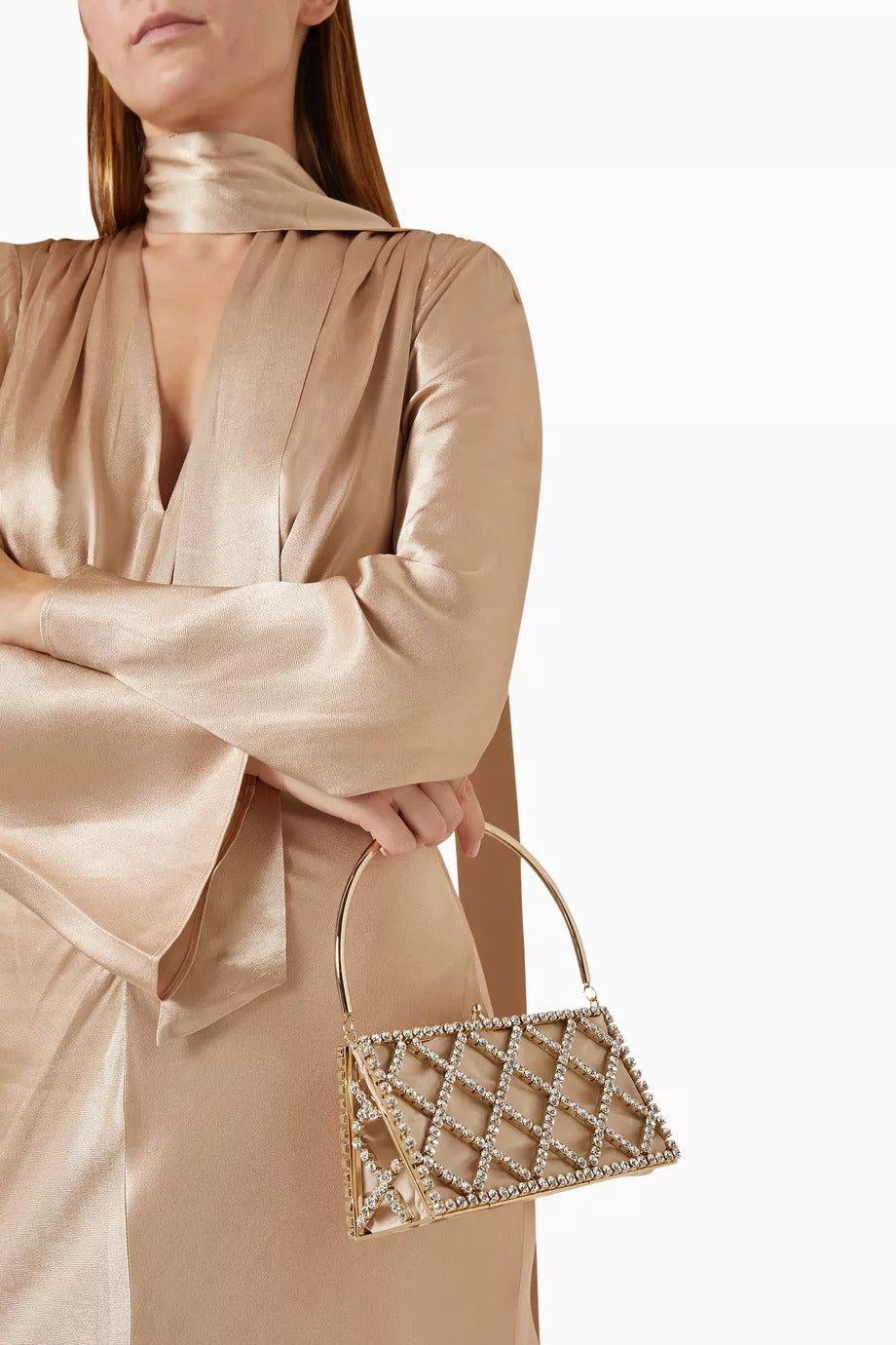 Garofano Çanta Pembe Saten, Kristal İşlemeli & Zarif Gece Tasarımı