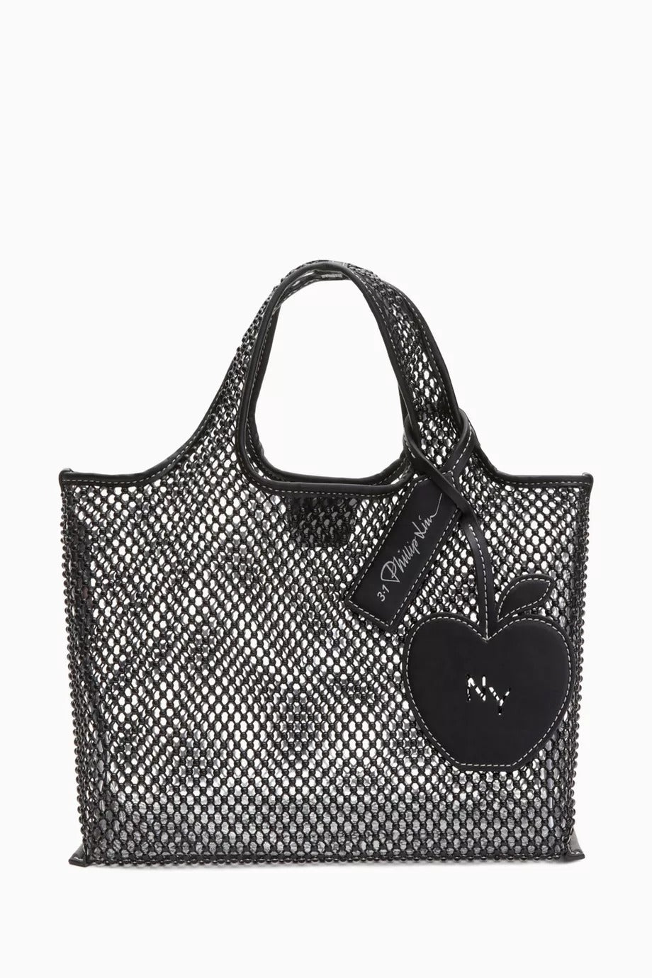 Mini Market Tote Çanta Kristal Mesh Siyah, Işıltılı ve Şık Tasarım