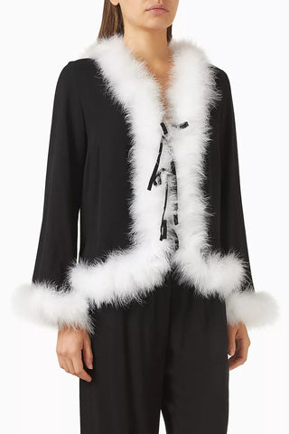 Sleeper Venus In Love Viskon Bluz Zarif Fiyonk & Sabit Tüy Detaylı Siyah Şıklık