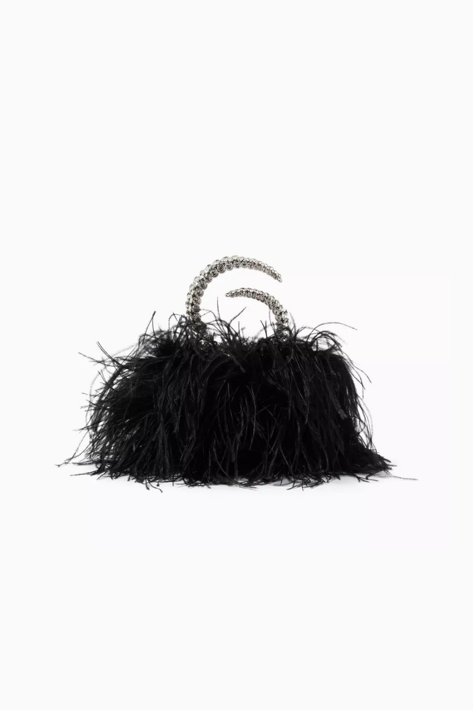 Karma Feather Clutch Siyah Tüy Kaplama & Kristal Saplı Zarif Gece Çantası