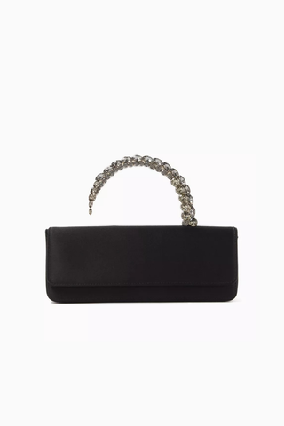 Malika Clutch Siyah Saten, Kristal Saplı & Zarif 90’lar Esintili Gece Çantası