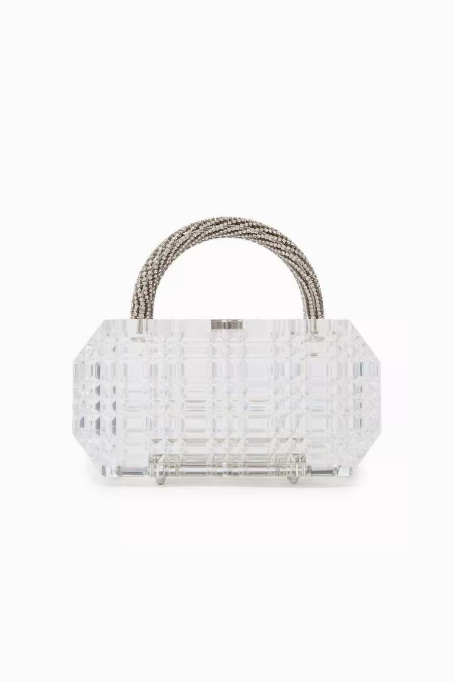 Sierra Clear Clutch Şeffaf Akrilik & Kristal Saplı Sanatsal El Çantası