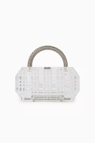 Sierra Clear Clutch Şeffaf Akrilik & Kristal Saplı Sanatsal El Çantası