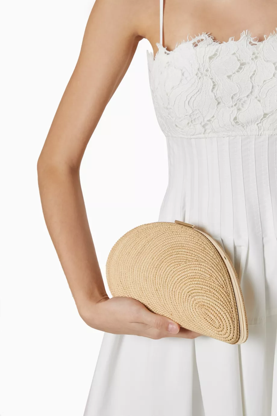 Bridget Oyster Shell Raffia Metal El Çantası, Simkhai, Yaz Şıklığı