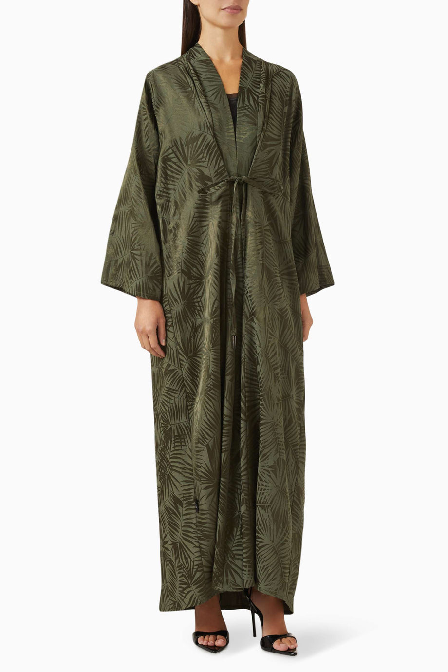 Modern Palm Desenli Kimono Abaya ile Şık ve Rahat Tarzınızı Yansıtın