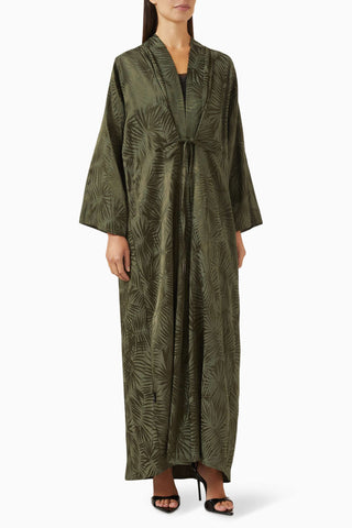 Modern Palm Desenli Kimono Abaya ile Şık ve Rahat Tarzınızı Yansıtın