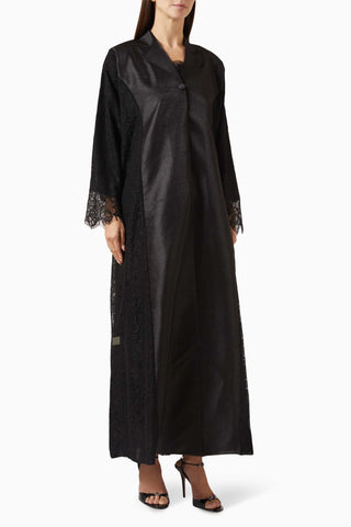 Şık Dantel Detaylı Plise Abiye Kap Klasik Modest Giyim Seçeneği