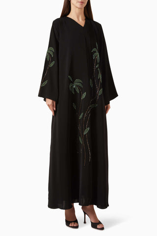 El yapımı palma motifli abaye ile şıklığı yakalayın ve özel günlerinizde göz kamaştırın