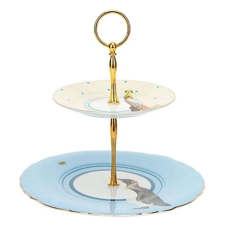 2 Katlı Pasta Standı, Penguen ve Zürafa (22 cm / 16 cm)