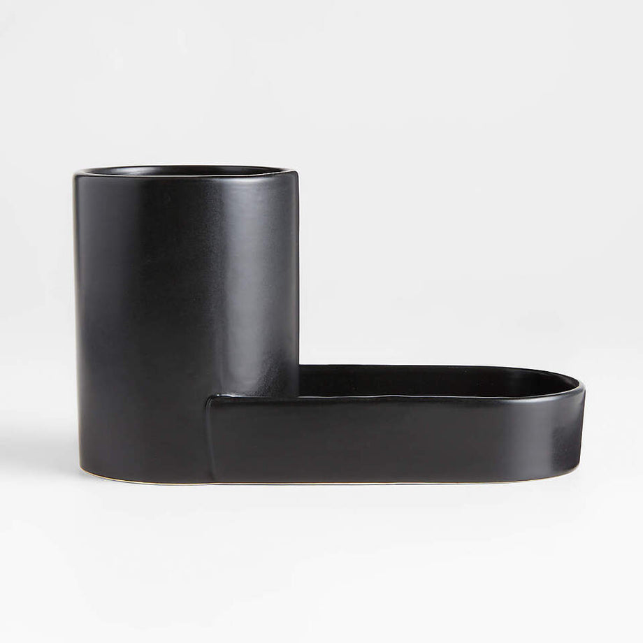 Chet Siyah Seramik Lavabo Rafı, Minimalist ve Modern Tasarım