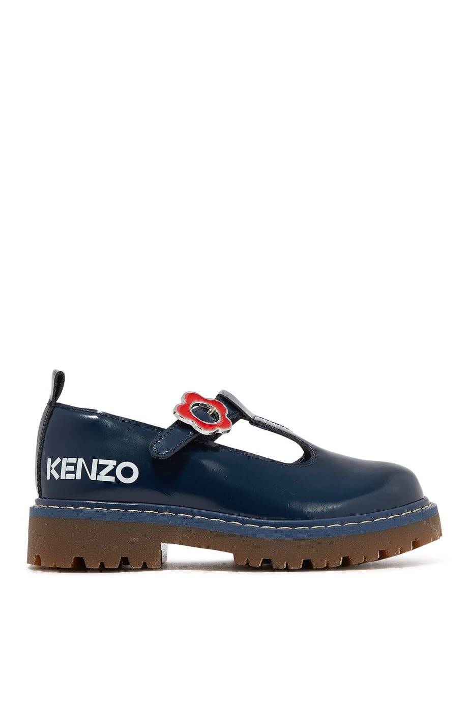 Çocuklar için Kenzo Logo Baskılı Deri Balerin Ayakkabıları