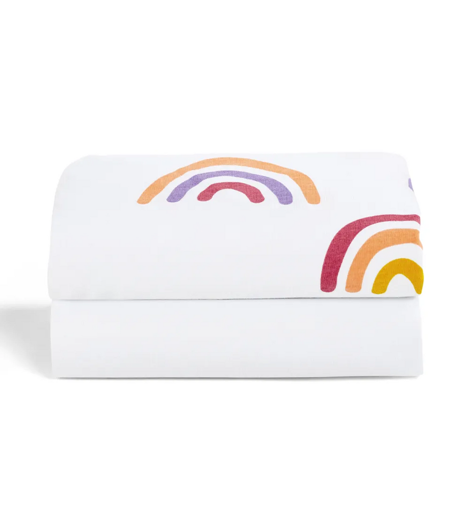 2'li Yatak Çarşafı Seti Gökkuşağı Desenli 37,5x75cm Pamuklu ve Nefes Alabilir