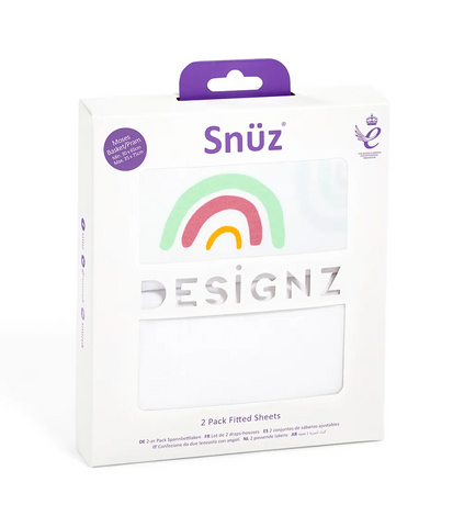 2'li Yatak Çarşafı Seti Gökkuşağı Desenli 37,5x75cm Pamuklu ve Nefes Alabilir