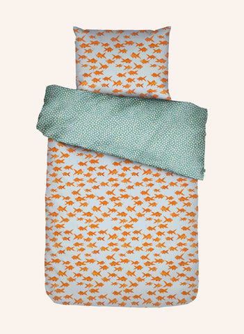 SOFISHTICATED Organik Pamuk Yatak Çarşafı, Japon Balığı Desenli, GOTS Sertifikalı