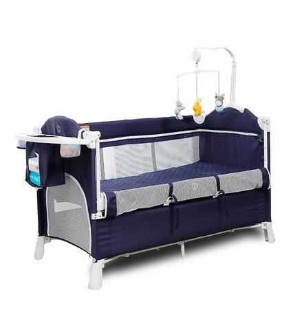 4'ü 1 Arada Yan Beşik Co-Sleeper Navy Blue Katlanabilir Beşik, Oyun Alanı, Taşınabilir