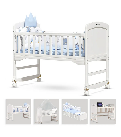 7’si 1 Arada Dönüştürülebilir Bebek Beşiği ve Koruma Ağı, Beyaz, Çok Fonksiyonlu