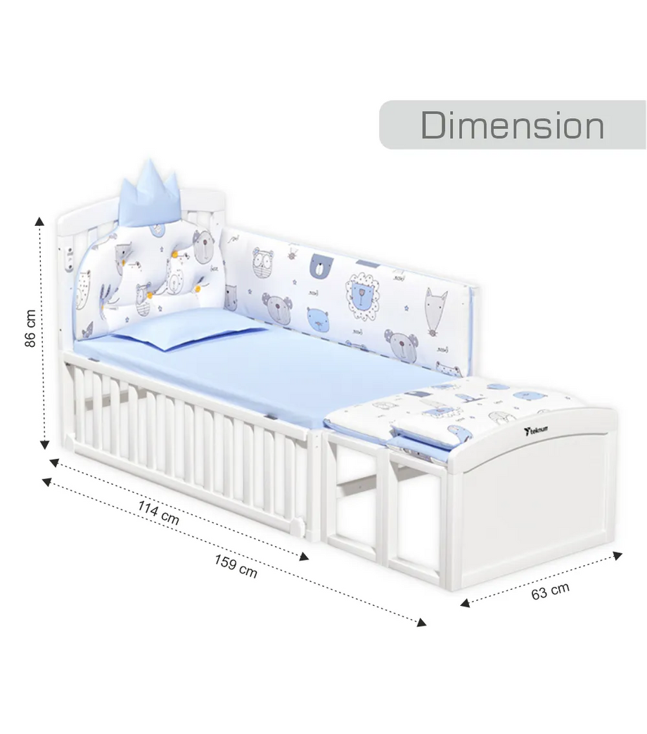 7’si 1 Arada Dönüştürülebilir Bebek Beşiği ve Koruma Ağı, Beyaz, Çok Fonksiyonlu