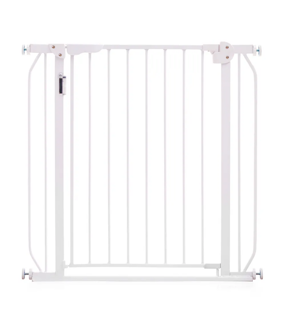 LED Işıklı Baby Safe Metal Güvenlik Kapısı + 20 cm Uzatma, Otomatik Kapanan, Beyaz