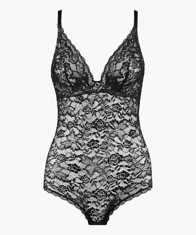 Rosessence Body, Geri Dönüştürülmüş Dantel, Swarovski Taş Detaylı, Şeffaf Gül Motifli, Balenli