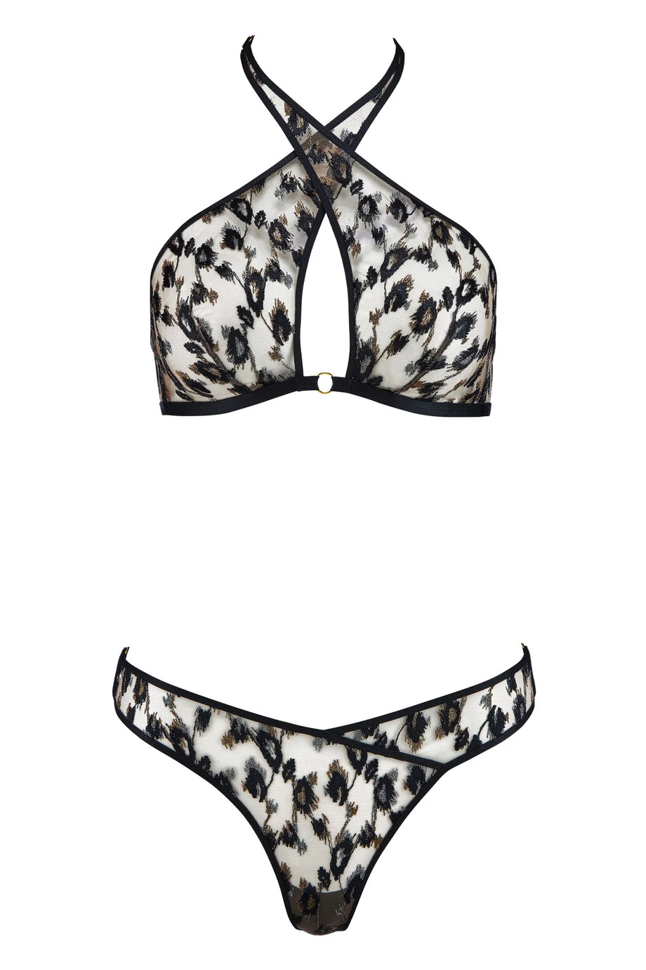 Absolutely Wild Seksi İç Çamaşırı Seti, Büğmesiz Bralette ve Derin Dekolte Tanga