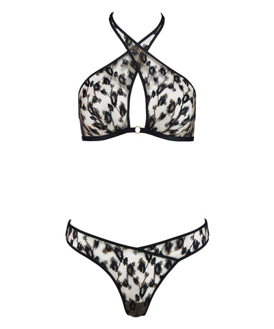 Absolutely Wild Seksi İç Çamaşırı Seti, Büğmesiz Bralette ve Derin Dekolte Tanga