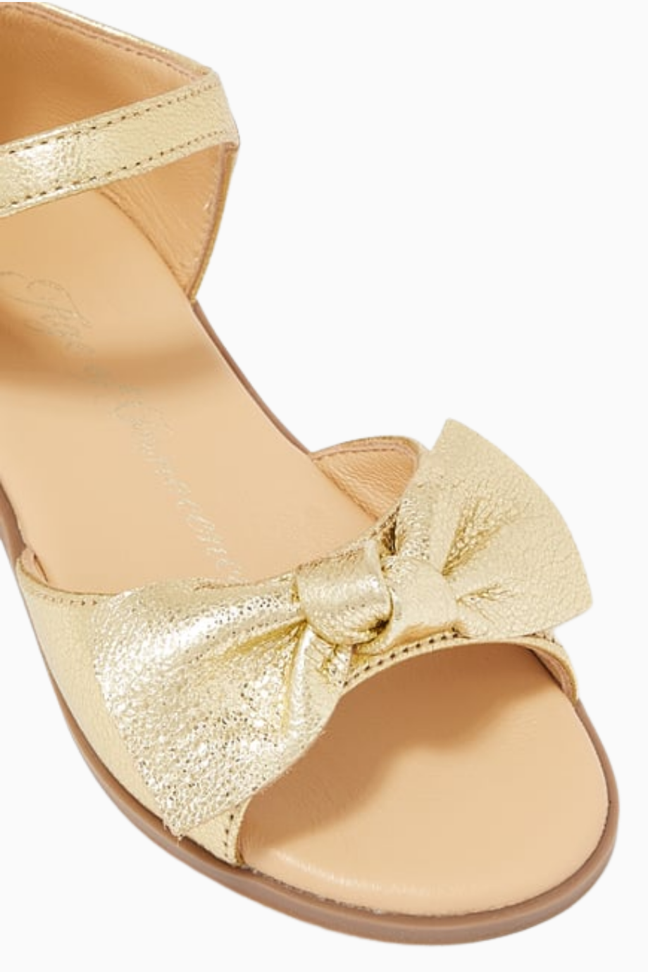 Çocuk Deri Açık Burunlu Sandalet, Fiyonk Detaylı