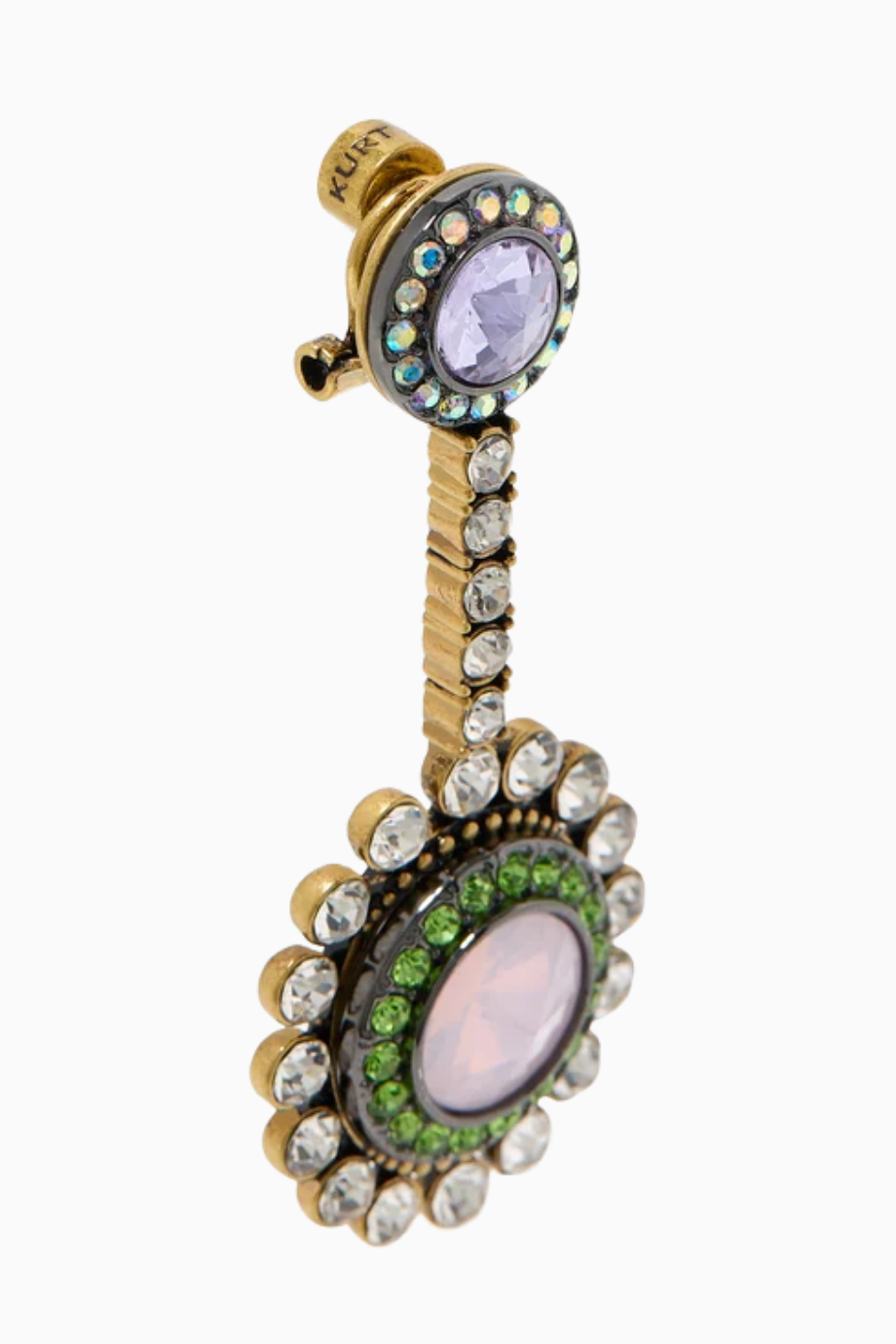 Large Octavia Küpeler, Antik Pirinç & Kristal, Kartal başı motifleri