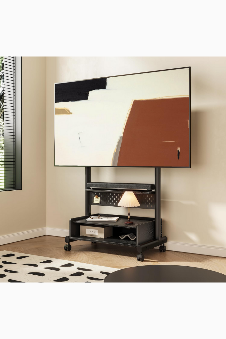 TV Standı 40–85", 60 kg Taşıma, Tekerlekli, Ayarlanabilir Yükseklik