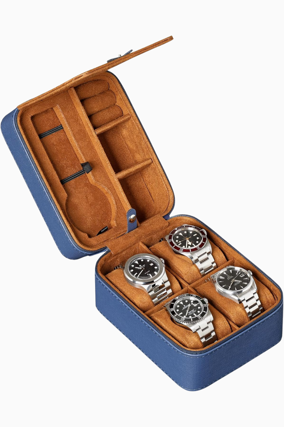 5 Saatlik Saklama Kutusu, Sert PU Deri Kılıf, 50 mm Uyumlu, Fermuarlı Koruma