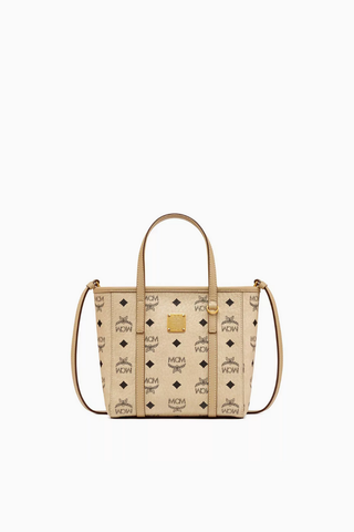 Mini Toni Tote Çanta, Nappa Deri & Kanvas Shopper
