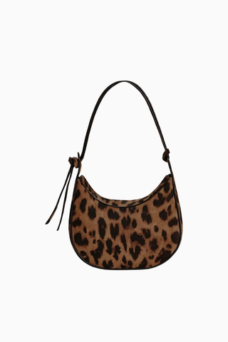 Süet Mini Rosetta Omuz Çantası, Leopar Desenli & Şık