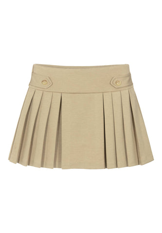 Çocuklar için Pileli Ponte Skort - Bej/Kaki