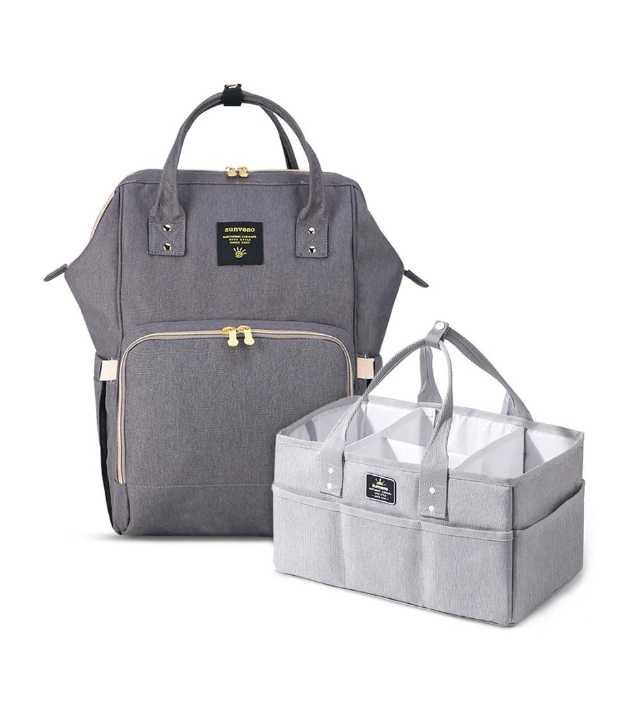 Grey USB Diaper Bag & Diaper Caddy, Fonksiyonel ve Konforlu